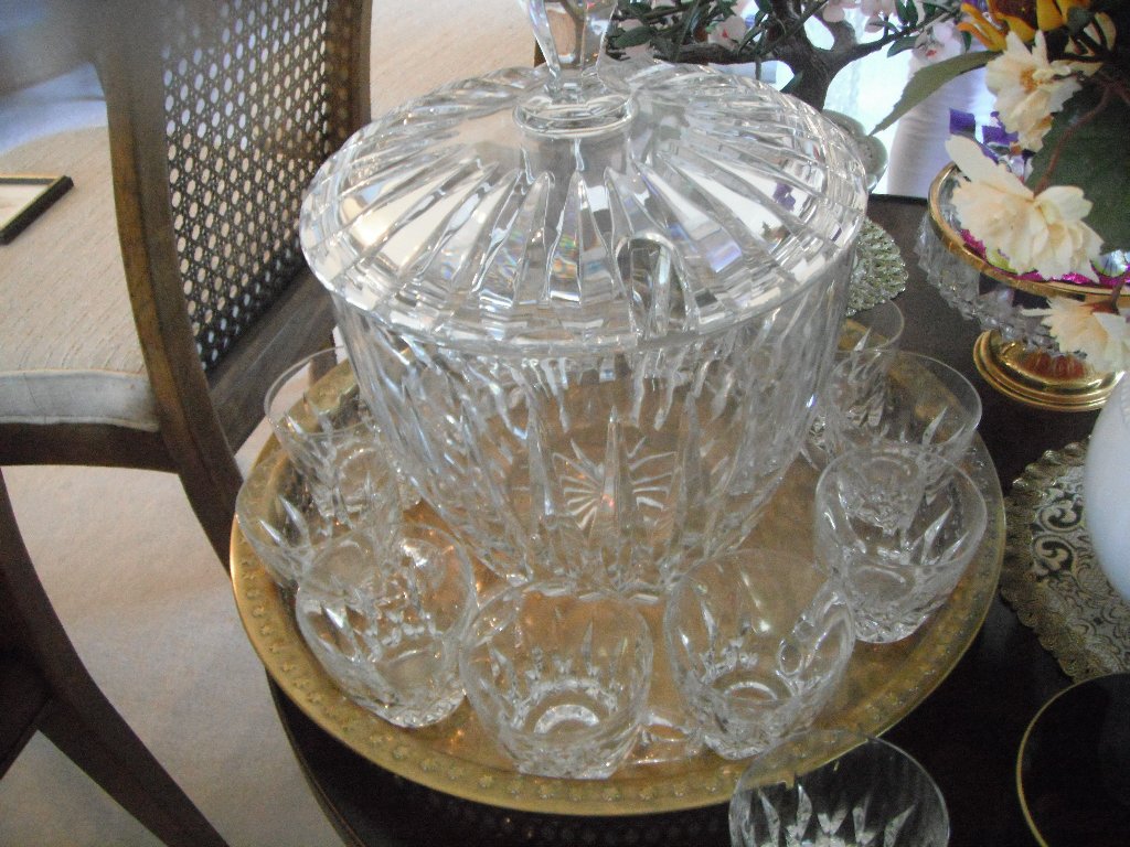 Covered Lead Crystal Punch Bowl and 10 Glasses Allsold.ca Buy